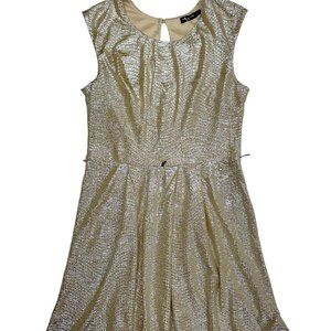 Ruby Rox Gold Shimmer Skater Dress (L)